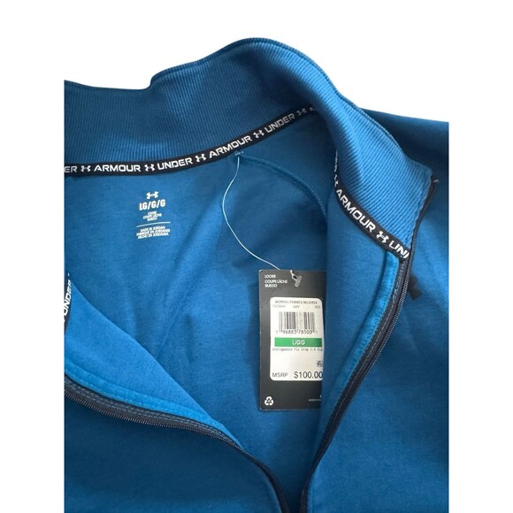 Under Armour Pullover Unstoppable Fleece Crop 1/4 Zip Womens Size L‎ Blue NWT - Picture 10 of 10